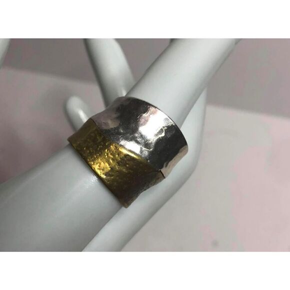 1536 Silpada 925 Sterling Silver tow-tone band ring size 7  10.2 grams - Picture 2 of 3